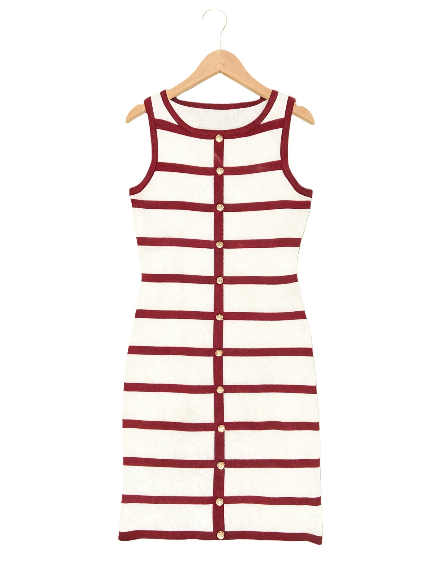 Contrast Stripe Knit Sleeveless Midi Dress – 5 Colors, S–L