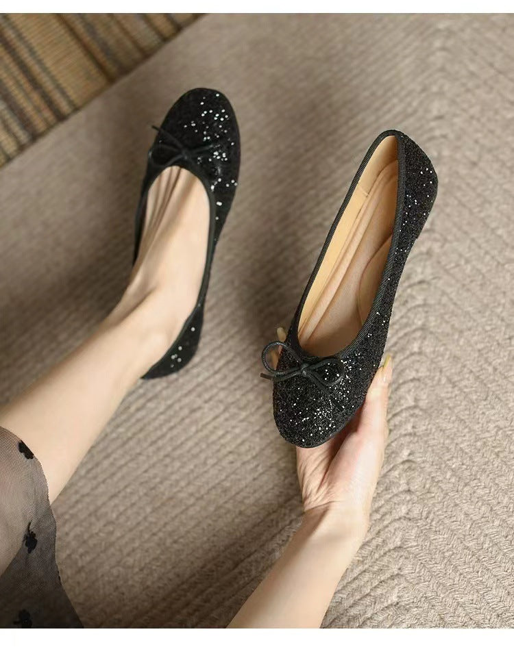 Women's Classic Egg-Roll Edge Slip-On Flats – Chanel-Inspired Round Toe Pumps
