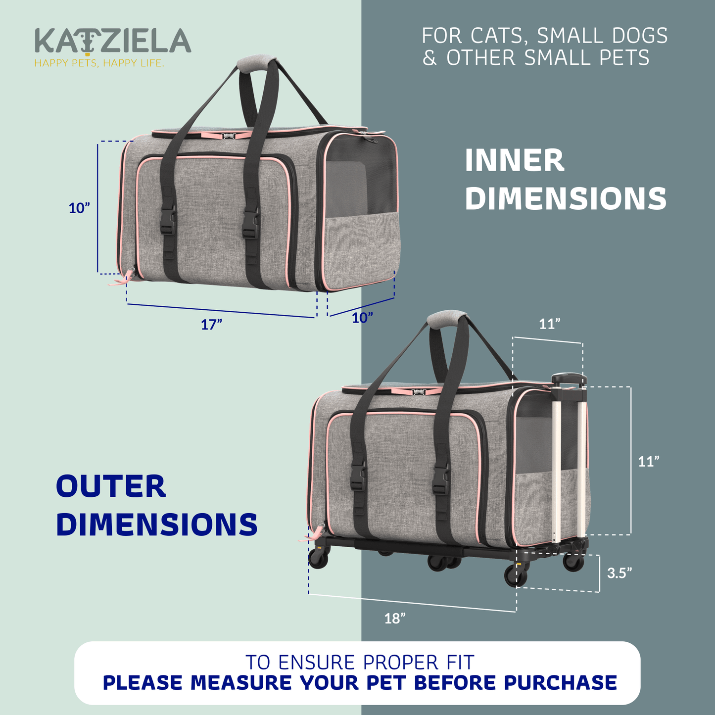 Rolling Rover Airline Compliant Expandable Wheeled Pet Carrier