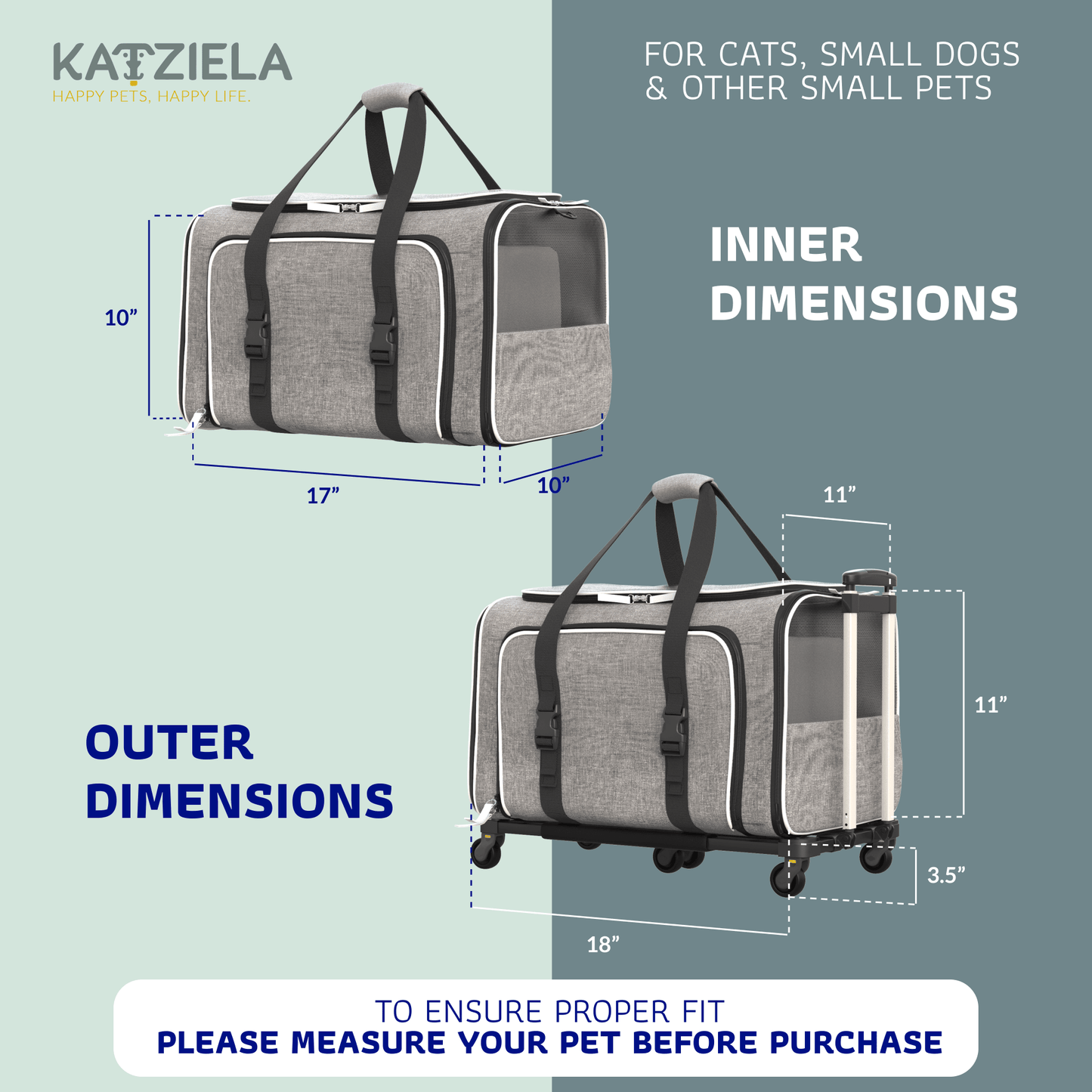 Rolling Rover Airline Compliant Expandable Wheeled Pet Carrier
