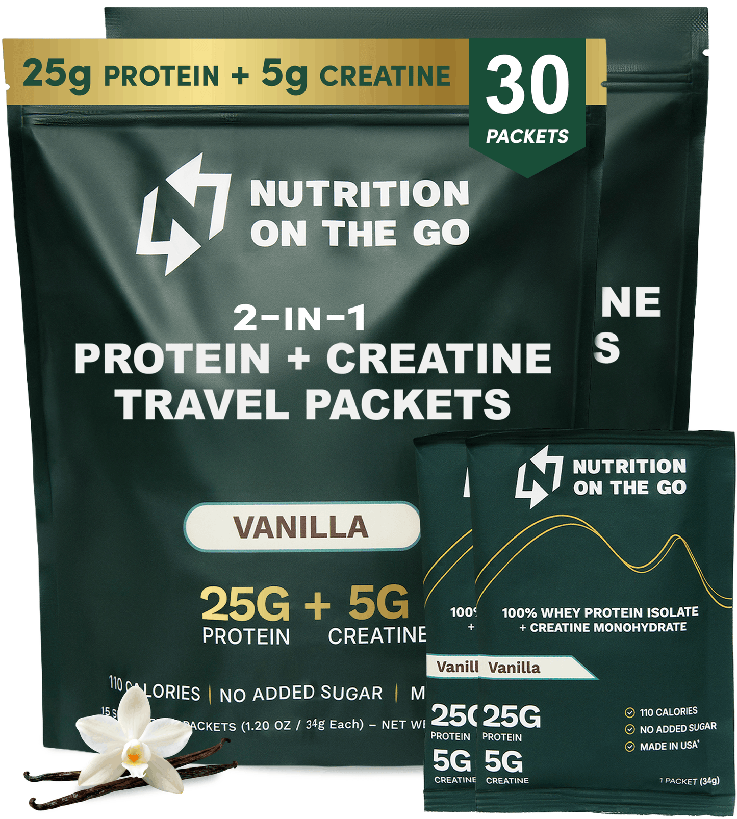 2-in-1 Whey Protein Isolate + Creatine Travel Packets